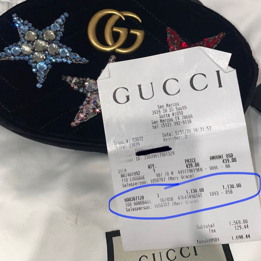 Gucci Marmont GG Stars Velvet bumbag - size 85 - Picture 15 of 15